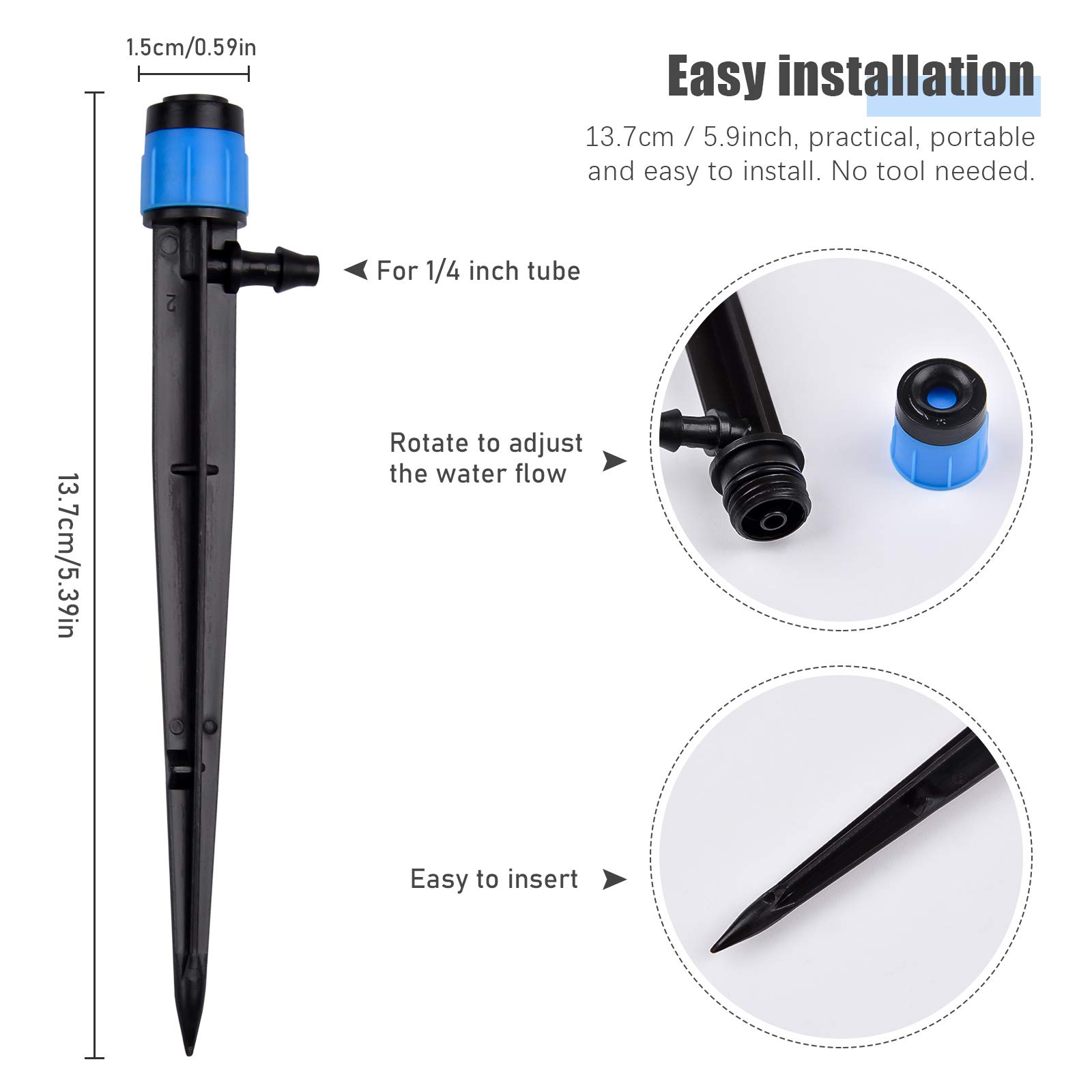 30 قطعة منقطات الري بواعث التن - مراجعة Drip Emitters Adjustable 360 Micro وسعره