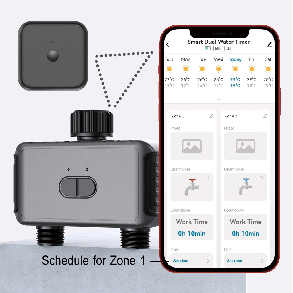 واي فاي متوافق مع بلوتوث 2 مخر - مراجعة Wifi Water Timer Hose Faucet Smart وسعره