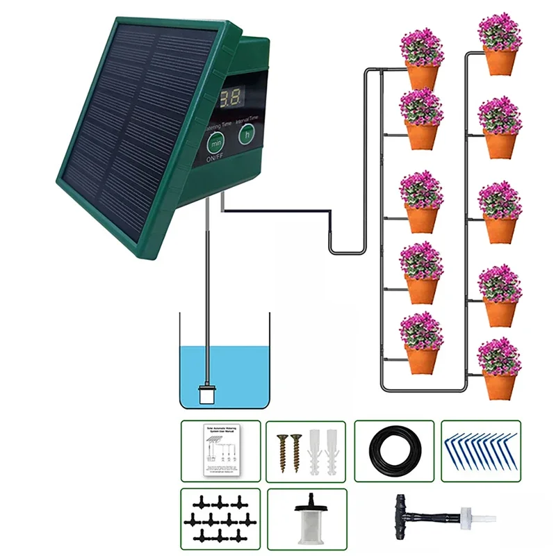 نظام الري بالطاقة الشمسية جهاز - مراجعة Solar Drip Irrigation Kit Garden وسعره