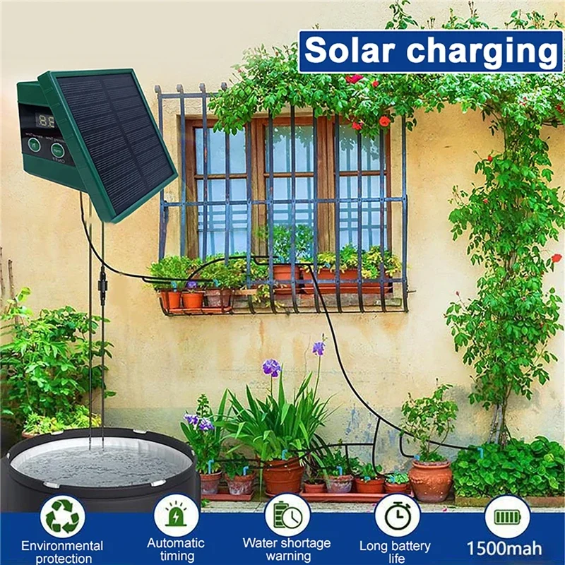 نظام الري بالطاقة الشمسية جهاز - مراجعة Solar Drip Irrigation Kit Garden وسعره