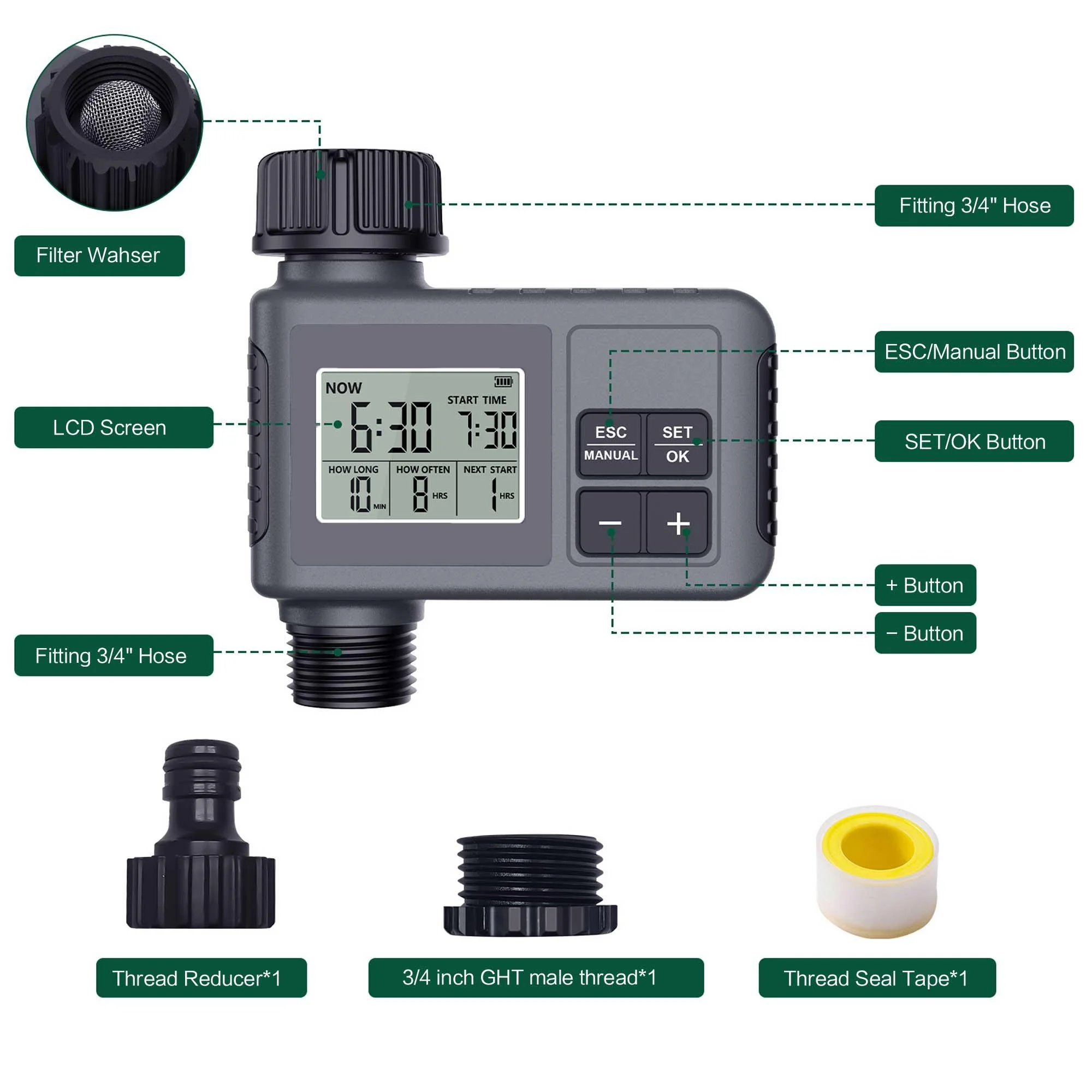 مؤقت مياه رقمي ذكي للحدائق الخ - مراجعة Rain Sensor For Irrigation Timer وسعره