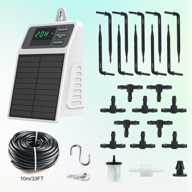 A03F-مجموعة الري بالتنقيط الأو - مراجعة Solar Drip Irrigation Kit Garden وسعره