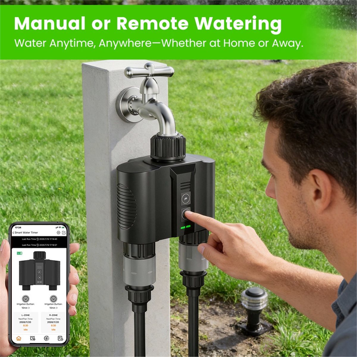 Y17A مجموعة واحدة من مؤقتات ال - مراجعة Wifi Water Timer Hose Faucet Smart وسعره