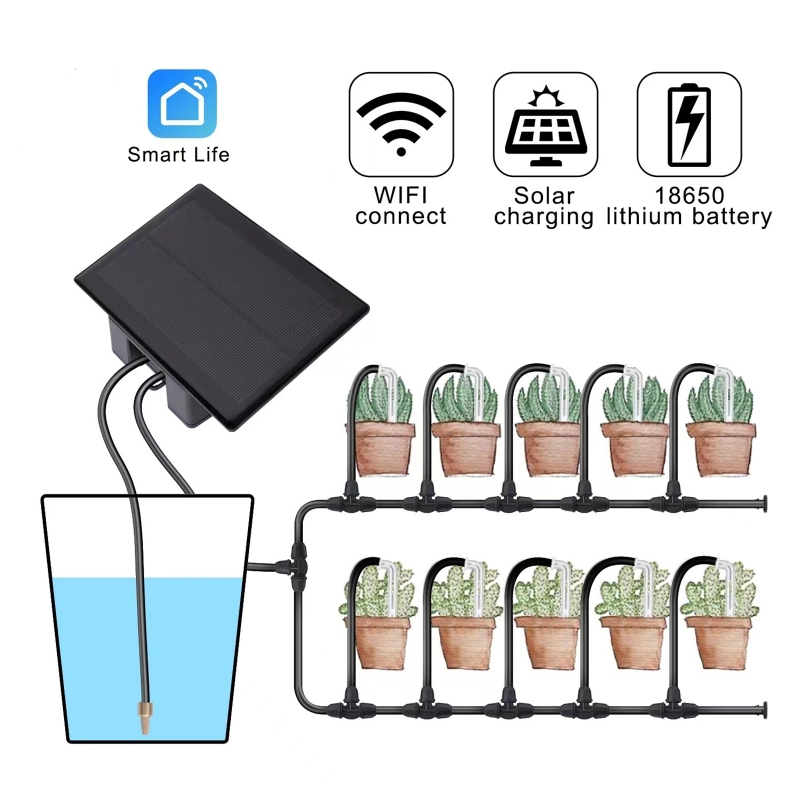 WIFI الشمسية التلقائي آلة الري - مراجعة Solar Drip Irrigation Kit Garden وسعره