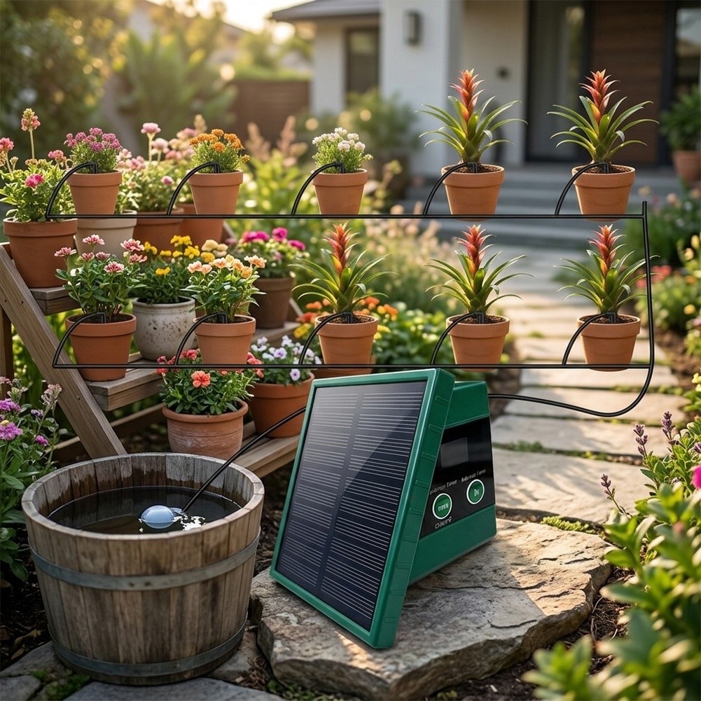 طقم ري بالتنقيط بالطاقة الشمسي - مراجعة Solar Drip Irrigation Kit Garden وسعره